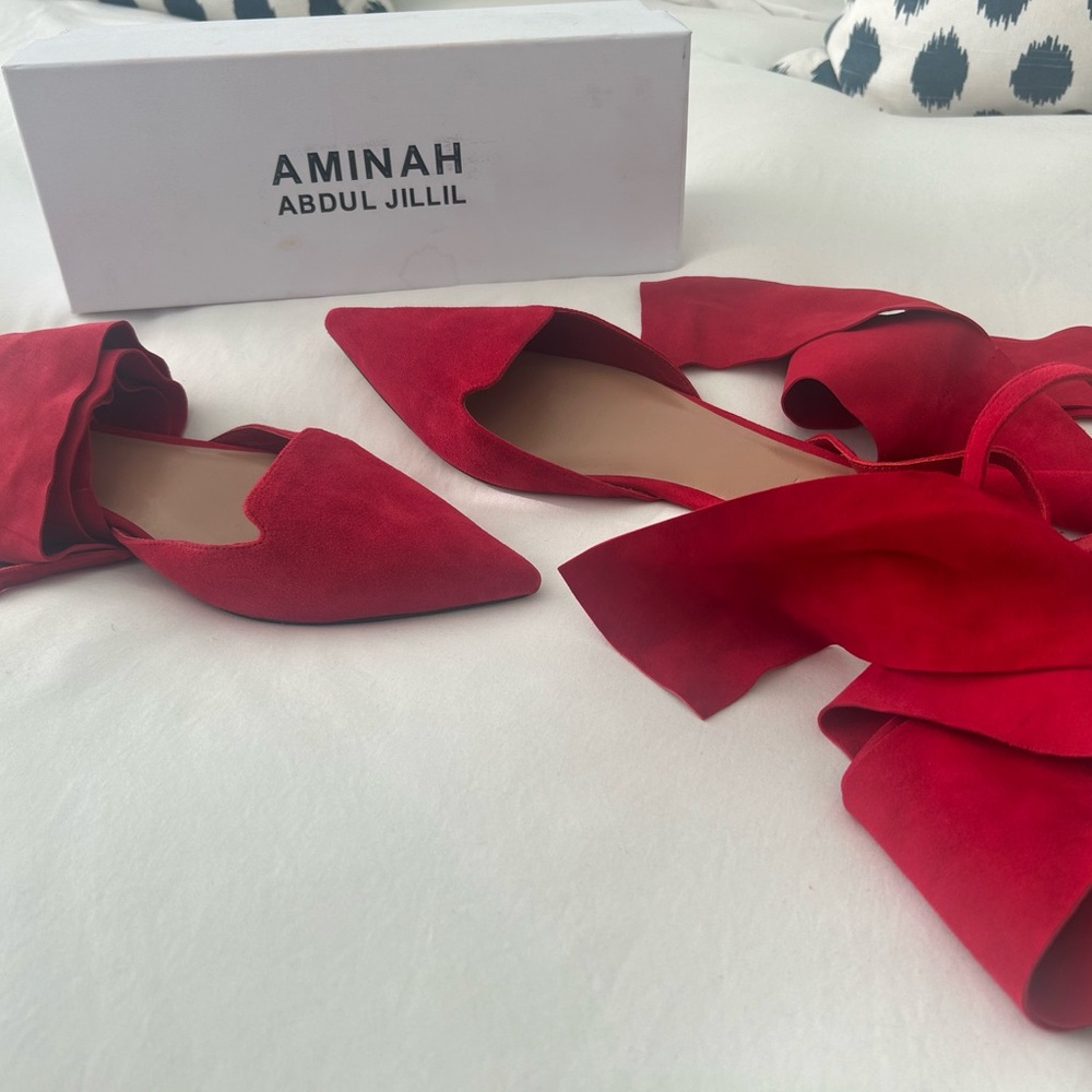 Aminah Abdul Jillil red suede Ballerina flats. Size 10